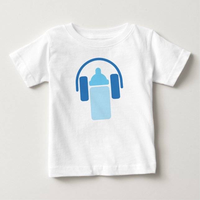 Camiseta Para Bebê Júnior DJ - Ícone de Fones de ouvido e Garrafas (Frente)