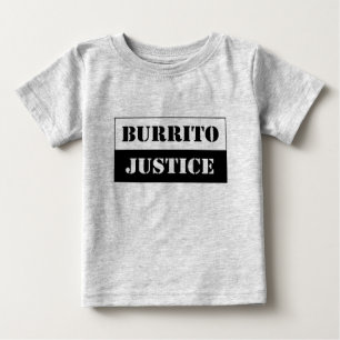 Camiseta Para Bebê justiça do burrito do bebê (preto no fundo claro