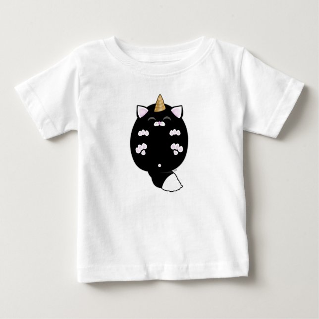 Camiseta Para Bebê Kawaii Unicorn Cat Belly (Frente)
