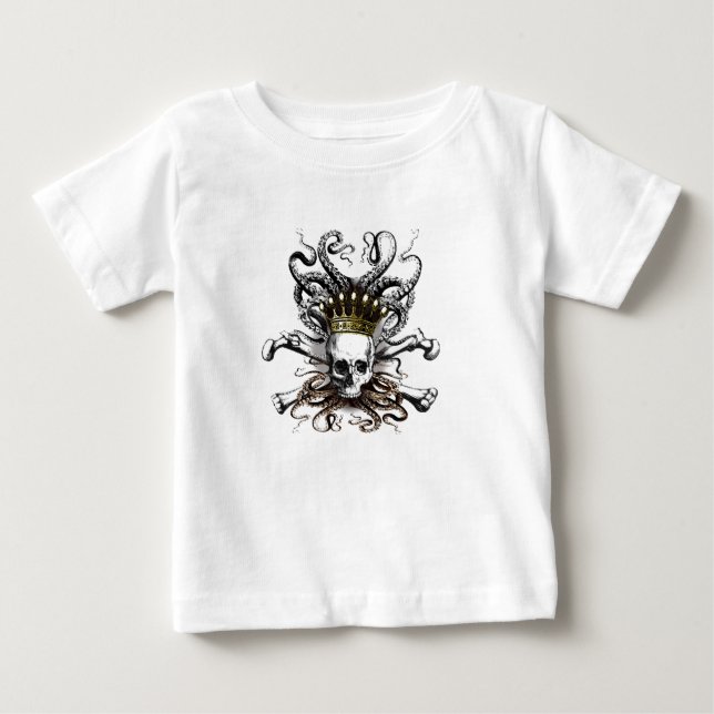 Camiseta Para Bebê King Squid Skull Baby (Frente)