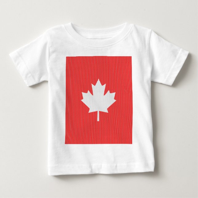 Camiseta Para Bebê Knit Style Maple Leaf Knitting Motif (Frente)