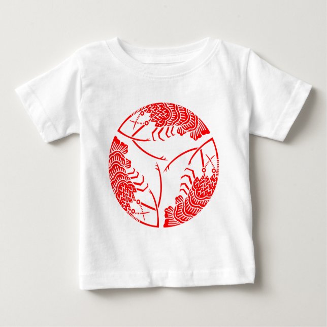 Camiseta Para Bebê Lagostas espinhosas de três caudas (Frente)
