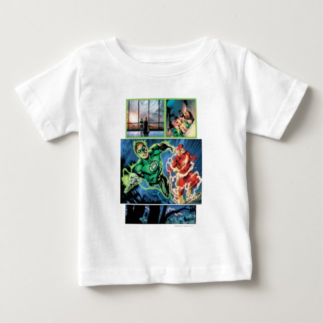 Camiseta Para Bebê Lanterna Verde e o Painel Flash (Frente)