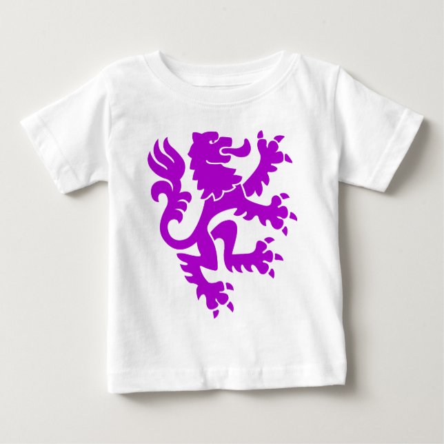 Camiseta Para Bebê Leão Heráldico 01 - Roxo (Frente)