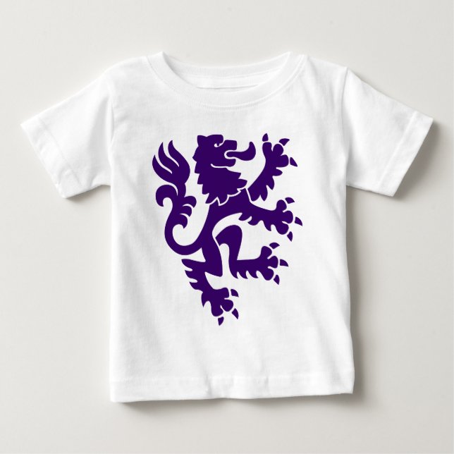 Camiseta Para Bebê Leão Heráldico 01 - Roxo Profundo (Frente)
