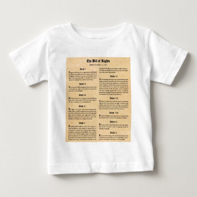 Camiseta Para Bebê Lei de Direitos dos Estados Unidos (Frente)