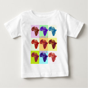 Camiseta Para Bebê Linda e Colorida África Mapear Pop, Design de Arte