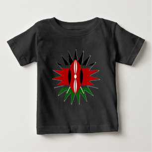 Camiseta Para Bebê Linda e vibrante padrão queniano de bandeira: uma