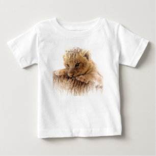 Camiseta Para Bebê Lion cub de olhos bonitos e bonitos