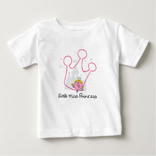 Camiseta Para Bebê Little Miss Princesa Coroa rosada gigante