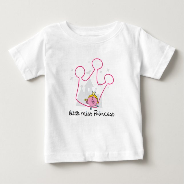 Camiseta Para Bebê Little Miss Princesa | Coroa rosada gigante (Frente)