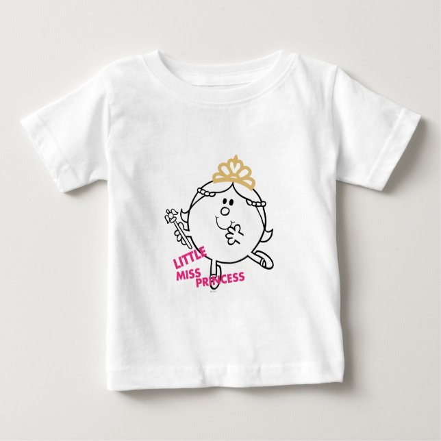Camiseta Para Bebê Little Miss Princesa | Letra rosa (Frente)
