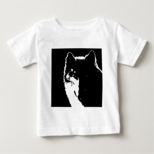 Camiseta Para Bebê Lobo Negro e Branco