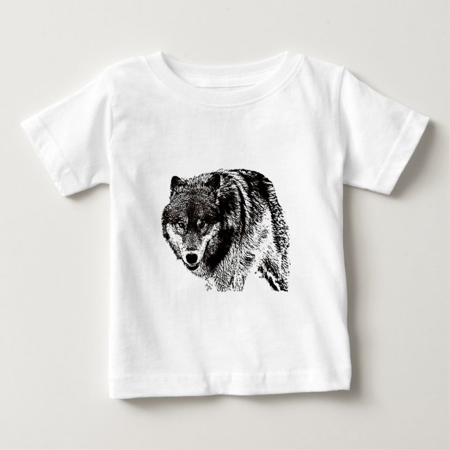 Camiseta Para Bebê Lobo Selvagem (Frente)