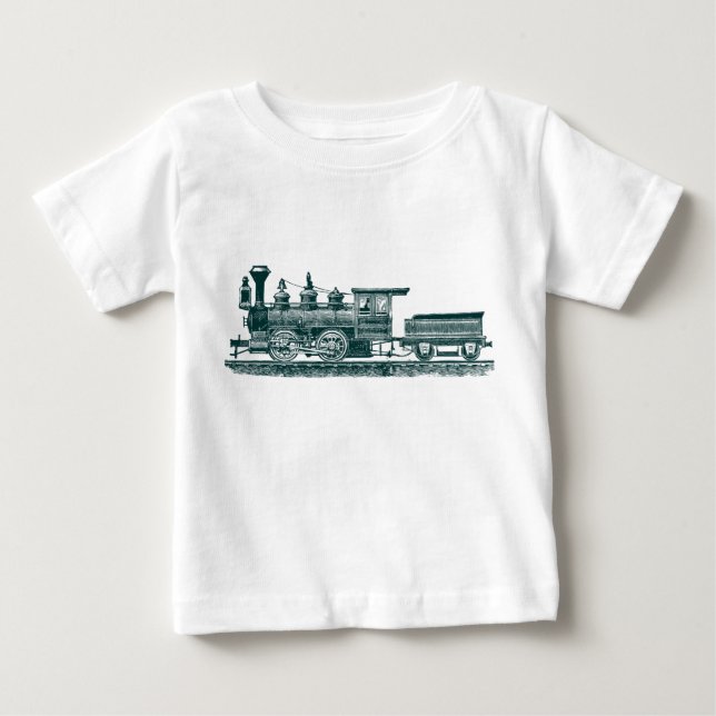Camiseta Para Bebê Locomotiva 02 - Verde Escuro (Frente)