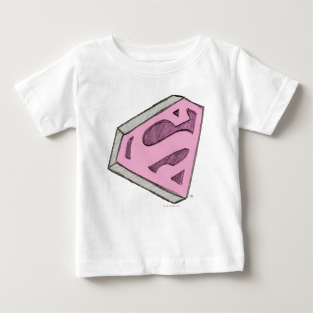 Camiseta Para Bebê Logotipo rosa de Supergirl esboçado (Frente)
