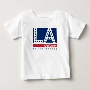 Camiseta Para Bebê Los Angeles, Califórnia skyline vermelha, branca 