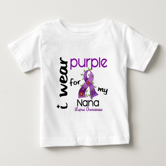 Camiseta Para Bebê Lúpus EU VISTO o ROXO PARA MINHA NANA 43 (Frente)