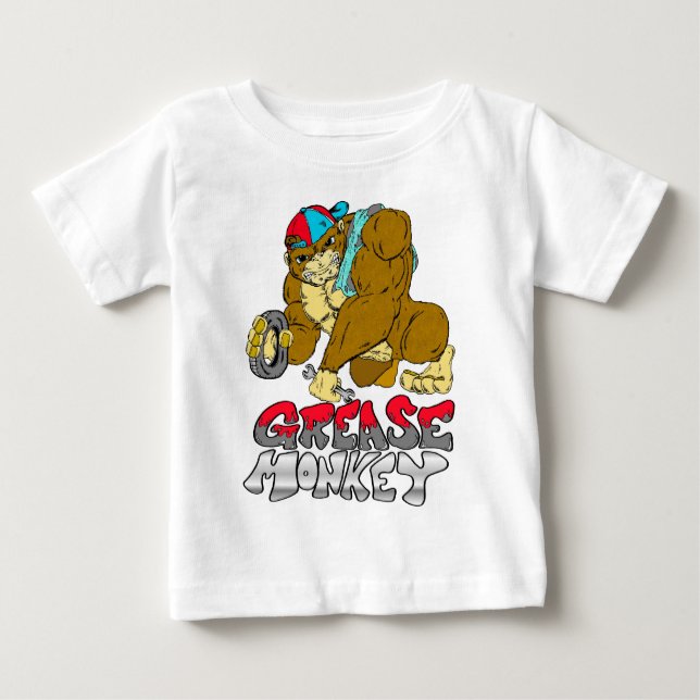 Camiseta Para Bebê Macaco de graxa (Frente)