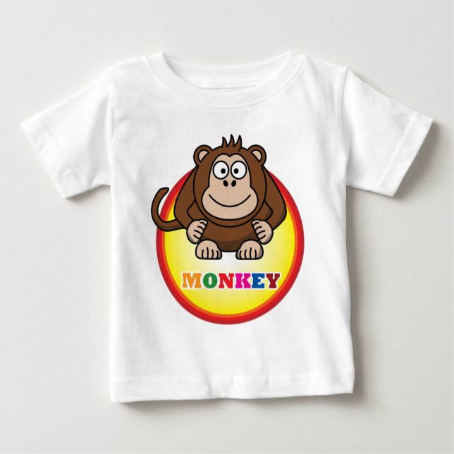 Camiseta Para Bebê Macaco dos desenhos animados (Frente)