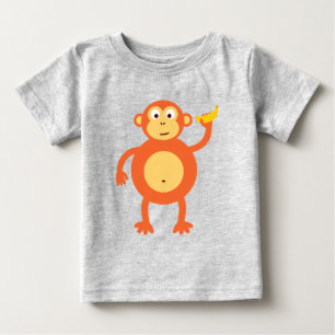 Camiseta Para Bebê Macaco Laranja