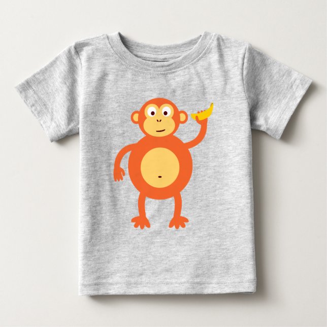 Camiseta Para Bebê Macaco Laranja (Frente)