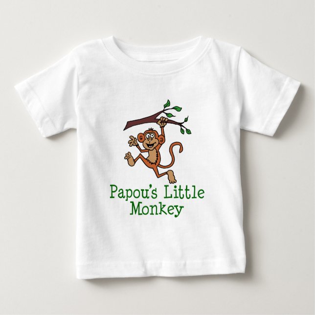Camiseta Para Bebê Macaco Pequeno de Papou (Frente)