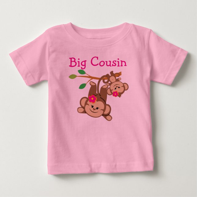 Camiseta Para Bebê Macacos Garotas - Primo Grande (Frente)
