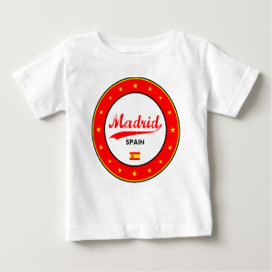 Camiseta Para Bebê Madrid, Espanha, círculo, branco