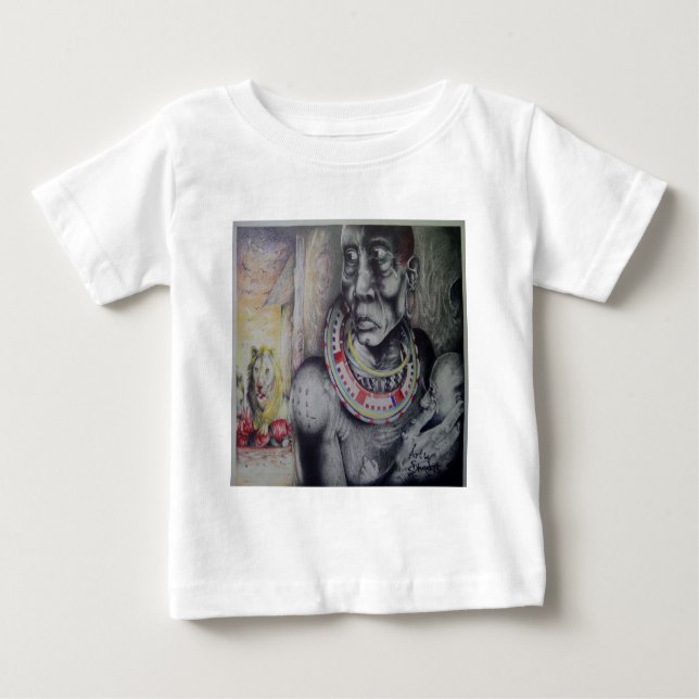 Camiseta Para Bebê Mãe e Criança Maasai com Impressão/Gráfico de Arte (Frente)
