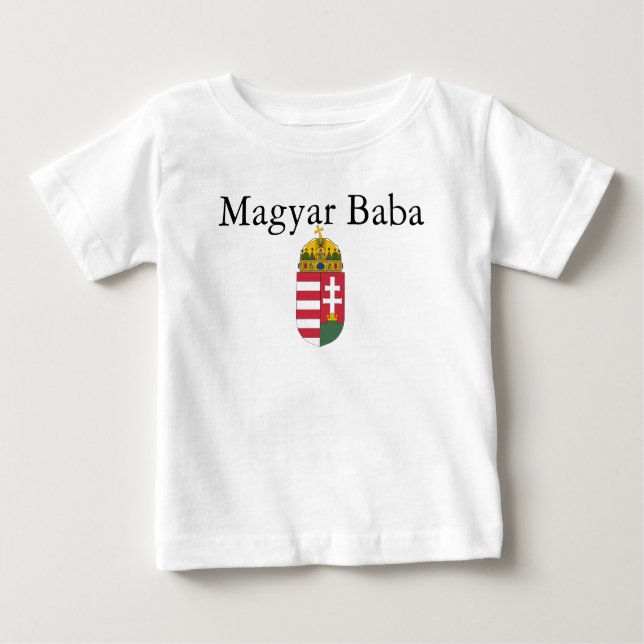 Camiseta Para Bebê Magyar Baba com Casaco de armas (Frente)