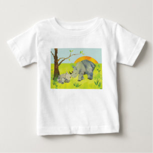 Camiseta Para Bebê Mamã & bebê do rinoceronte
