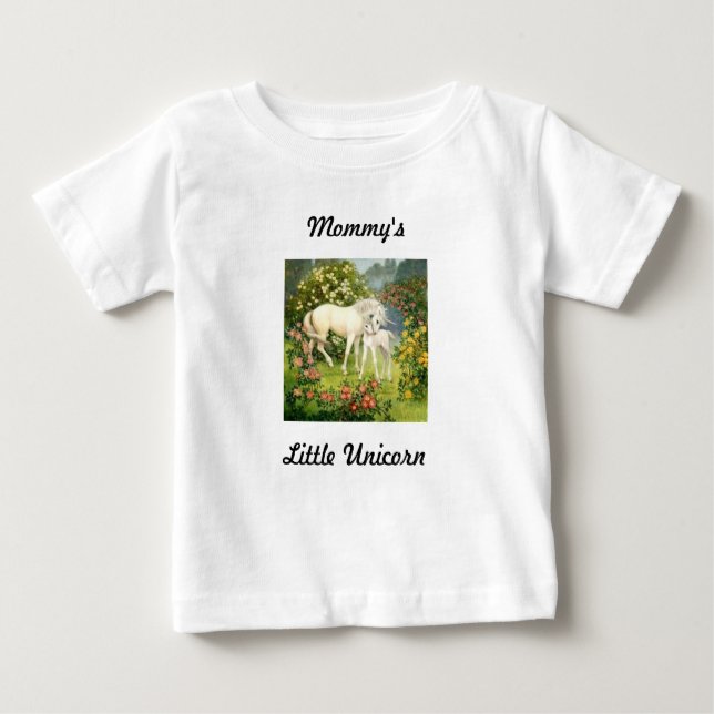 Camiseta Para Bebê Mamãe Pequeno Unicórnio (Frente)