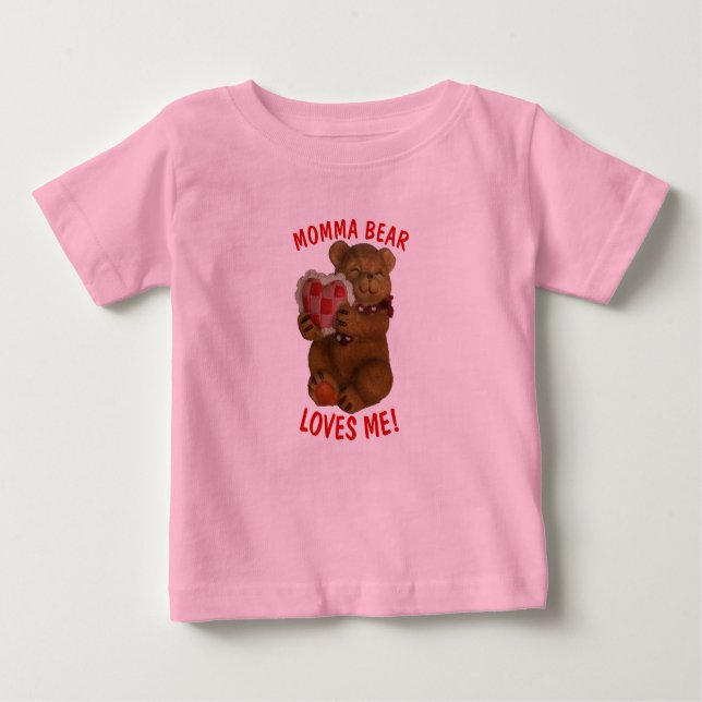 Camiseta Para Bebê Mamãe Urso me ama Ursinho e coração (Frente)