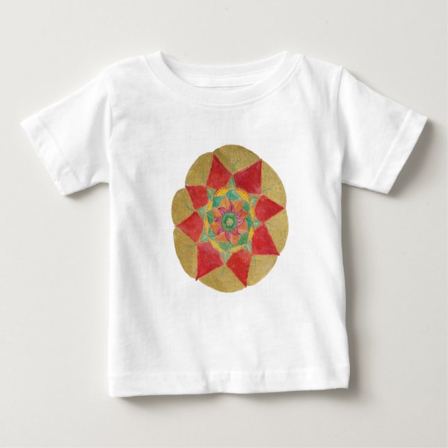 Camiseta Para Bebê Mandala Star Toddler Ruffle Tee, Branco (Frente)
