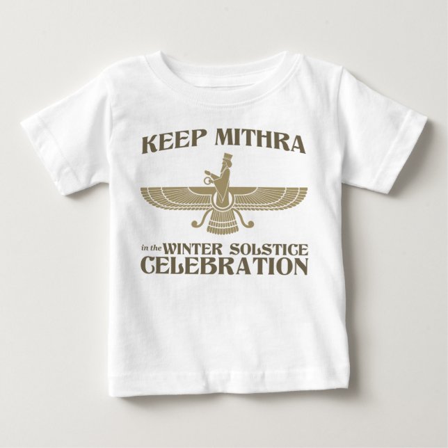 Camiseta Para Bebê Mantenha Mithra na celebração do solstício de (Frente)