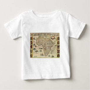Camiseta Para Bebê Mapa africano de Willem Janszoon Blaeu, na década 