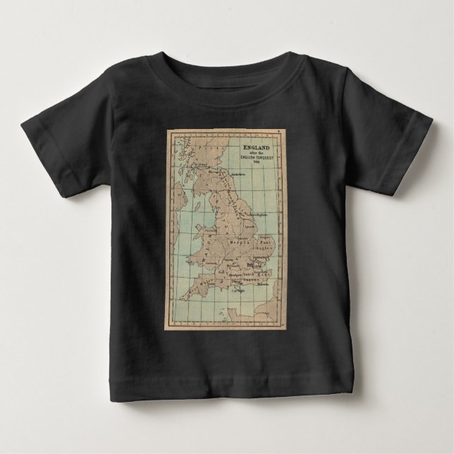 Camiseta Para Bebê Mapa antigo da Inglaterra (Frente)