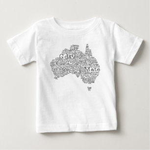 Camiseta Para Bebê mapa das gírias australianas
