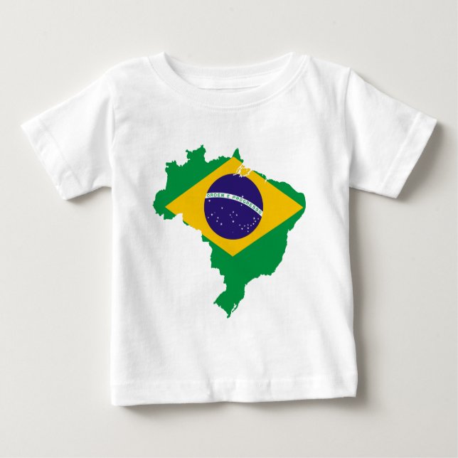 Camiseta Para Bebê mapa de bandeira do brasil (Frente)