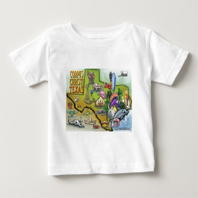 Camiseta Para Bebê Mapa de Cartoons do Corpus Christi Tx (Frente)