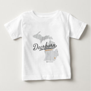Camiseta Para Bebê Mapa de Dearborn Michigan