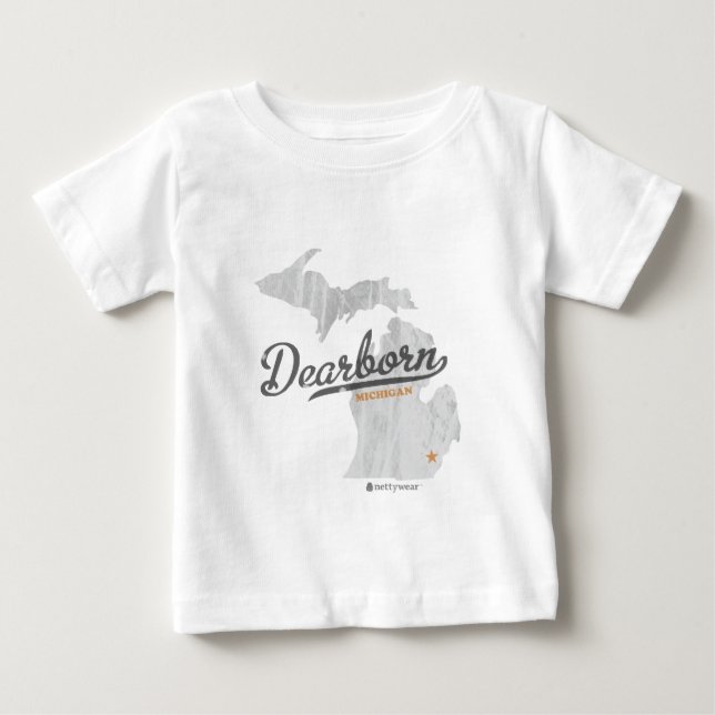 Camiseta Para Bebê Mapa de Dearborn Michigan (Frente)
