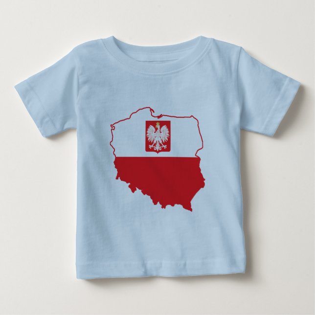 Camiseta Para Bebê Mapa De Polônia Em Cores Poloneses (Frente)