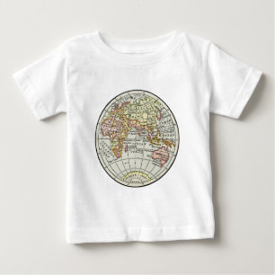 Camiseta Para Bebê Mapa do Hemisfério Oriental Globo Viagem Arte
