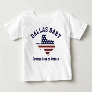 Camiseta Para Bebê Mapa do Texas Bandeira Patriótica EUA Sua cida