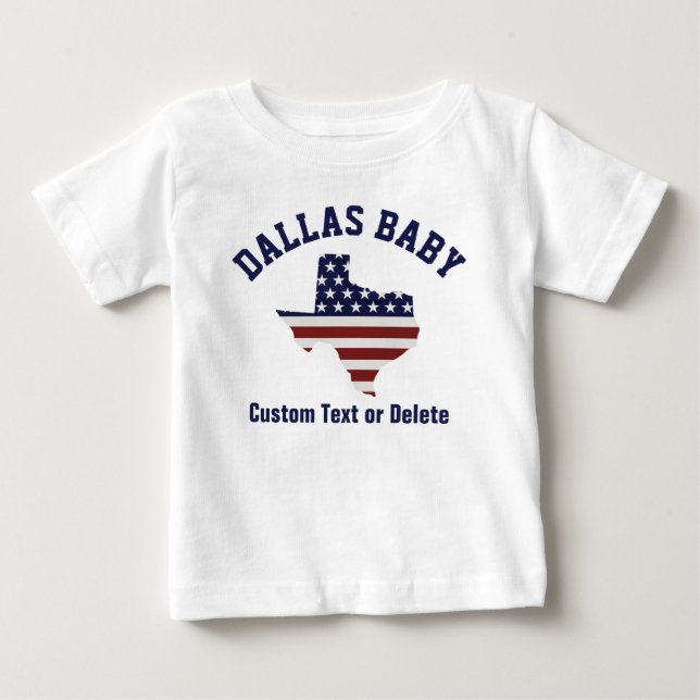 Camiseta Para Bebê Mapa do Texas | Bandeira Patriótica EUA | Sua cida (Frente)