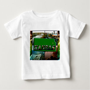 Camiseta Para Bebê Mapa e fotos do Kansas