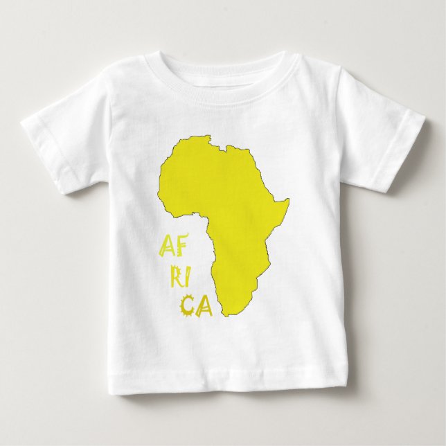 Camiseta Para Bebê Mapa Funky Amarelo da África (Frente)