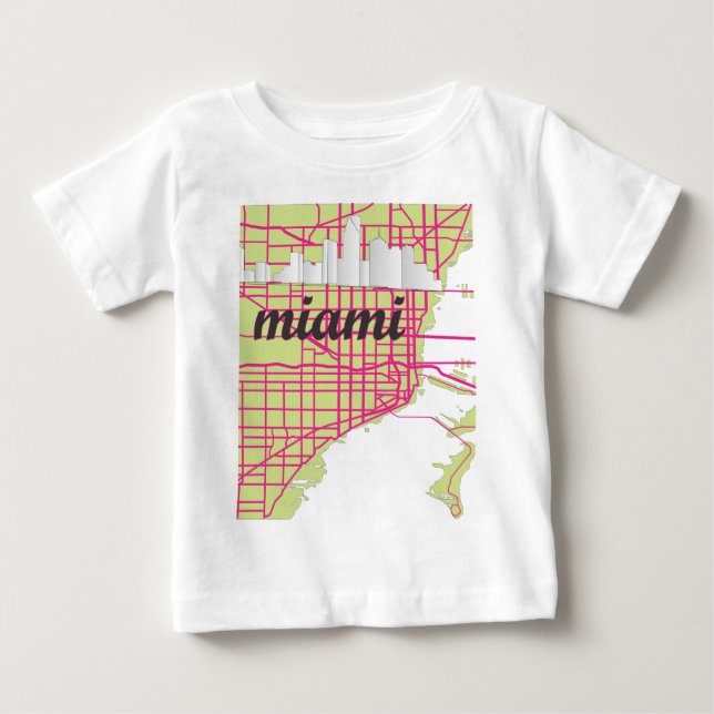 Camiseta Para Bebê mapas Miami (Frente)